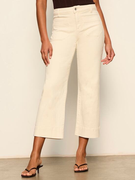 Sanctuary Denim - SANCTUARY French Vanilla The Marine Standard Rise Denim Wide Leg Crop Jeans